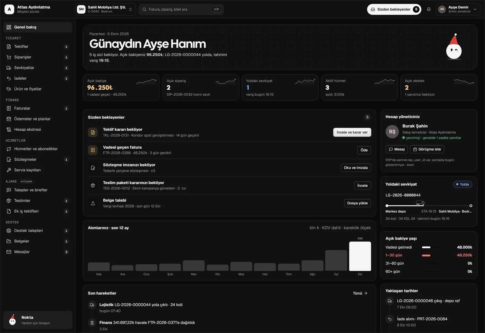 Dika Ops'ta müşteri portalı